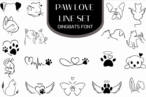 Paw Love Line Set: A Creative Font for Pet Brand Identity
